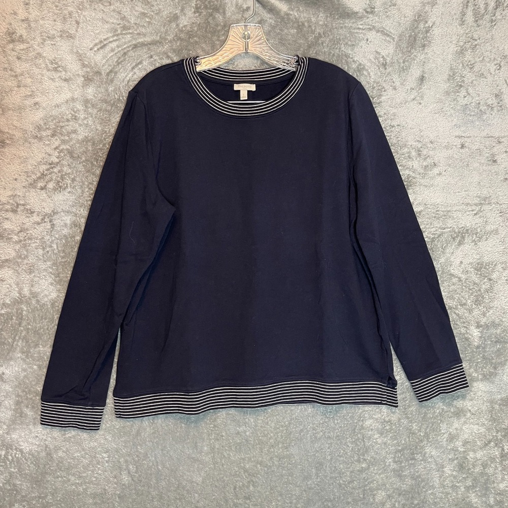 Talbots Women Navy Blue Lightweight Sweater L Nautical Preppy Coastal Minimal